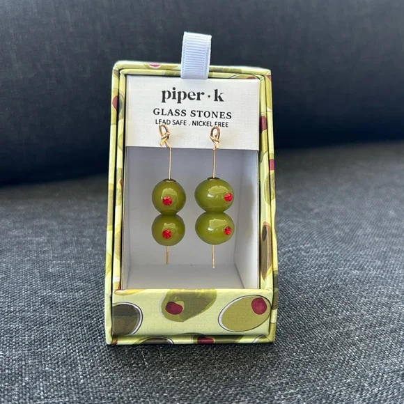 ✨️🫒 Piper ▪︎ K Viral Martini Olive glass stone dangle earrings ✨️🫒 - Picture 1 of 1